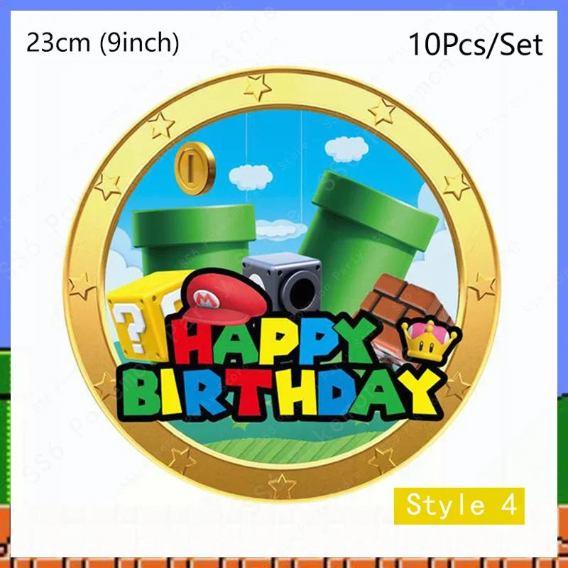 Super Mario Bros Birthday Decoration Party Supplies Disposable Tableware Baby Shower Paper Cup Tablecloth Plate Napkin Bag Kit
