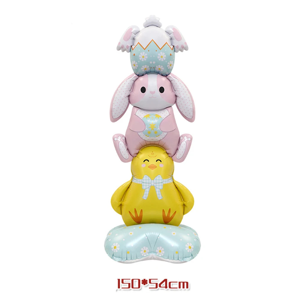 Cute Cartoon White Bunny Aluminum Foil Balloons Rabbit Happy Easter Party Decoration Supplies Children Favor Birthday Party Gift
