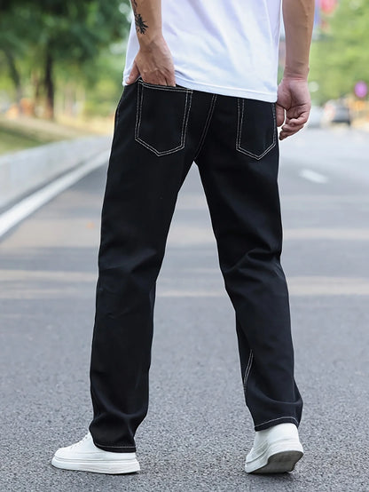 Men's jeans Men's loose straight leg jeans Top Knitted loose wide leg jeans Jeans