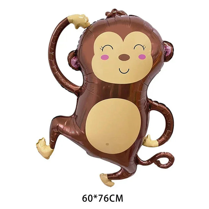 New Cartoon Animal Theme Foil Balloon Jungle Safari Lion Monkey Rabbit Kids Adult Birthday Party Decoration Supplies Baloon
