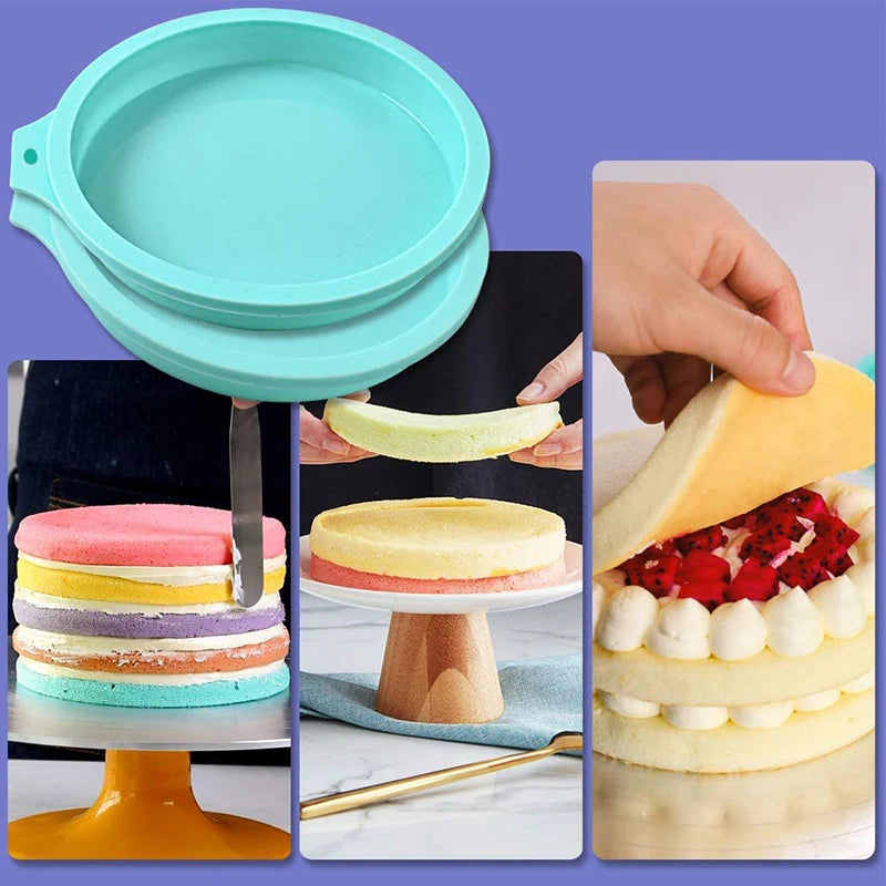 1pc/4pcs Round Silicone Cake Pan Set – Non‑Stick Rainbow Baking Molds for Pizza & Pancakes
