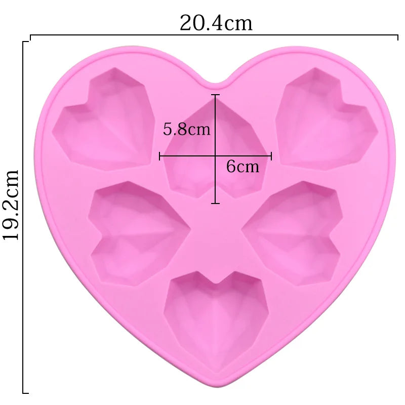 Silicone Diamond Love Baking Mold Set Letter Number Molds 1/6/8 Cavity Heart Mousse Pastry Cake Chocolate Soap Candle Mould