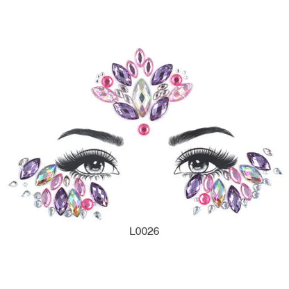 3D Sexy Face Tattoo Crystal Stickers Temporary Tattoos Glitter Fake Tattoo Rhinestones Masquerade Women Party Face Jewels Tattoo