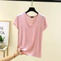 Women’s Plus Size U‑Neck Modal T‑Shirt (L–6XL) – Short Sleeve Solid Color Loose Tee
