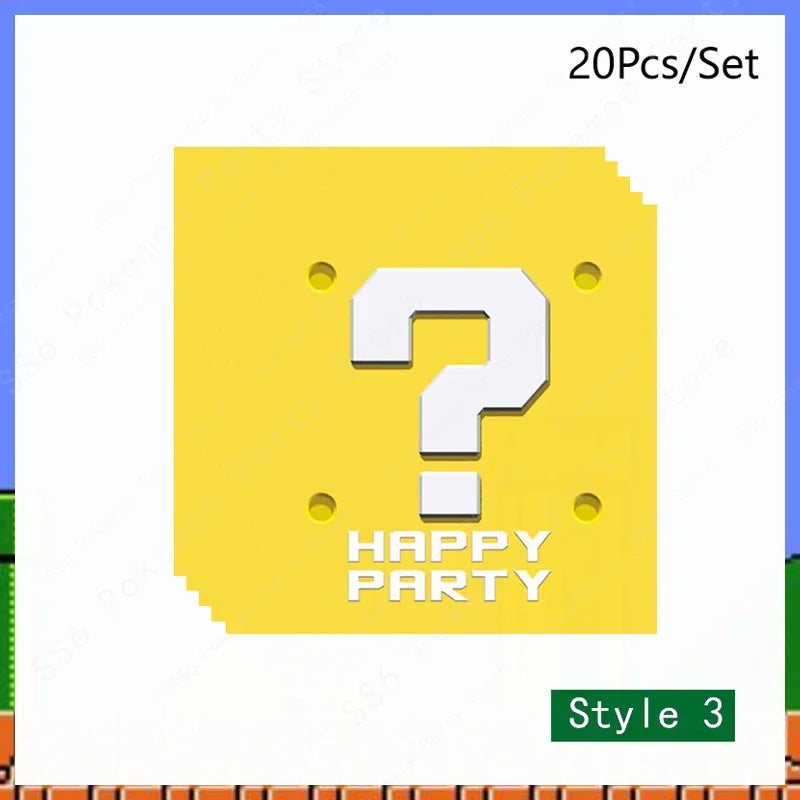 Super Mario Bros Birthday Decoration Party Supplies Disposable Tableware Baby Shower Paper Cup Tablecloth Plate Napkin Bag Kit
