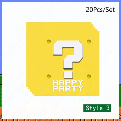 Super Mario Bros Birthday Decoration Party Supplies Disposable Tableware Baby Shower Paper Cup Tablecloth Plate Napkin Bag Kit