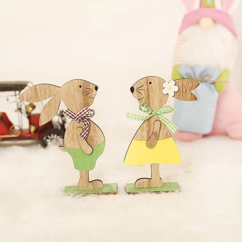 Wooden Easter Standing Rabbit – Spring Table Ornament Decor