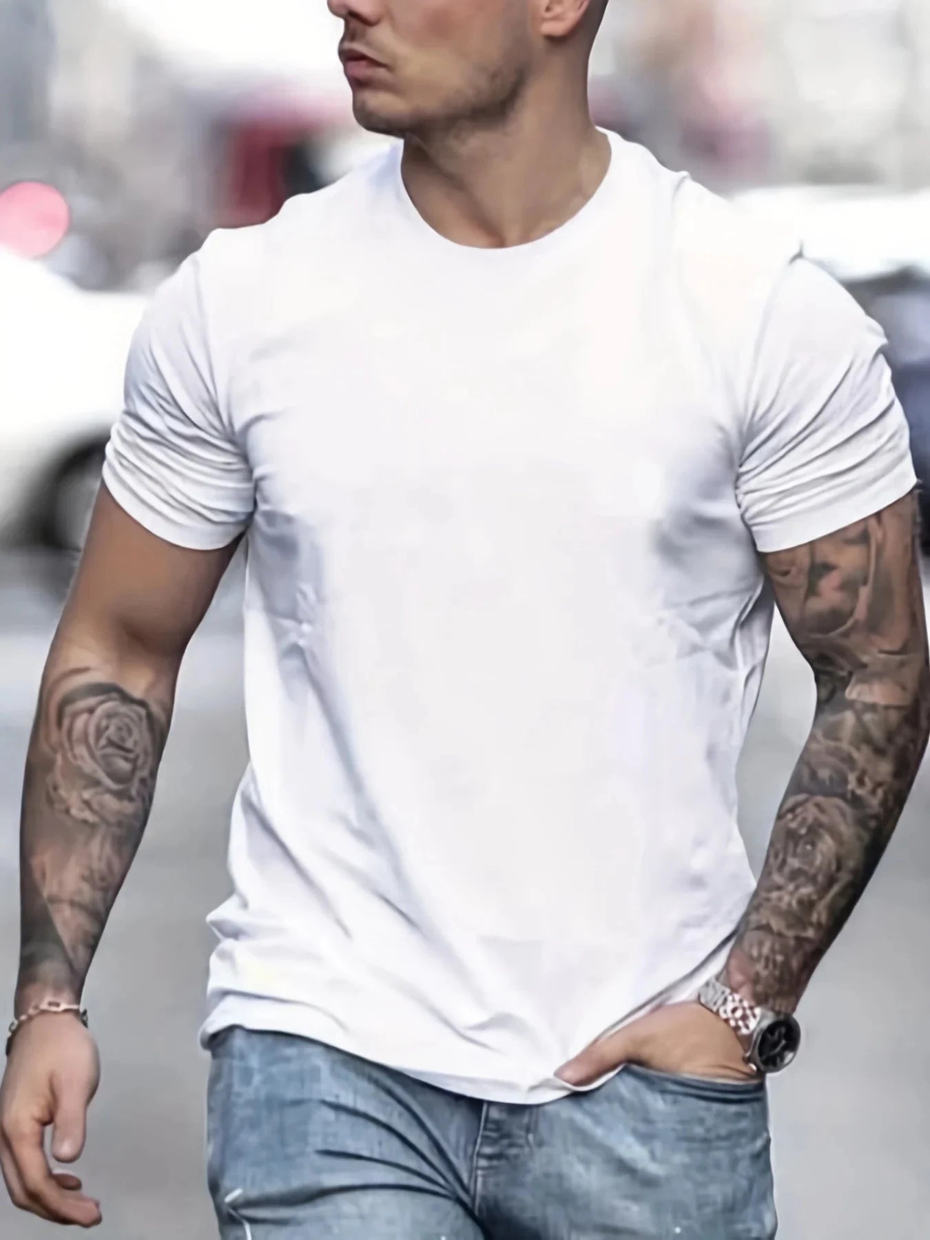 Summer men's 100% pure cotton casual loose oversized cool girl cartoon printed comfortable round neck short sleeved T-shirt top