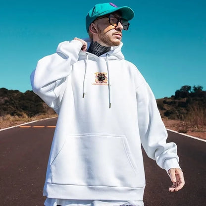 Mens Oversized Hoodie Loose retro fierce tiger Print
