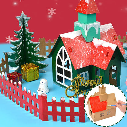 Christmas Paper House DIY Painting Corrugated Board Villa Manor Castle Set Xmas Party Birthday Decoration Kids Gift Home Supply