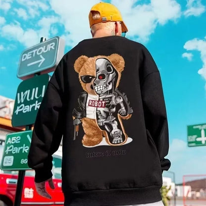 Mens Oversized Sweatshirts Steel Muppet Bear Print