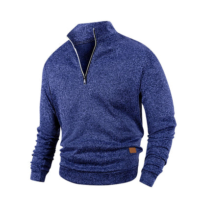 Spring Autumn Fashion High Neck Half Zipper Long Sleeve Sweatshirts Men's Casual Knitted Pullovers Daily Warm Coats