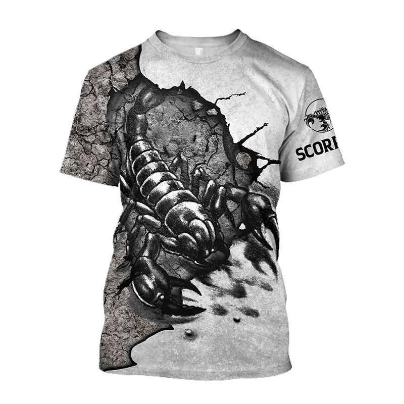 Men’s 3D Scorpion Print T‑Shirt – Summer Casual Oversized Tee