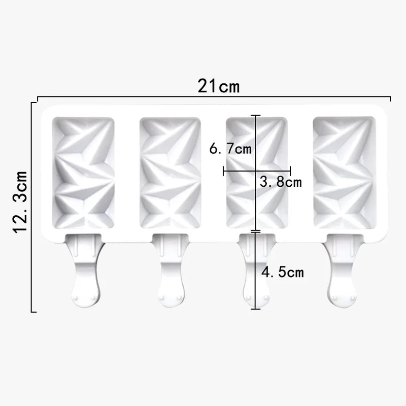 3/4 Cell DIY Silicone Ice Cream Mold Homemade Popsicle Maker Reusable Ice Cube Tray Mousse Dessert Ice Cream Mould Baking Tools