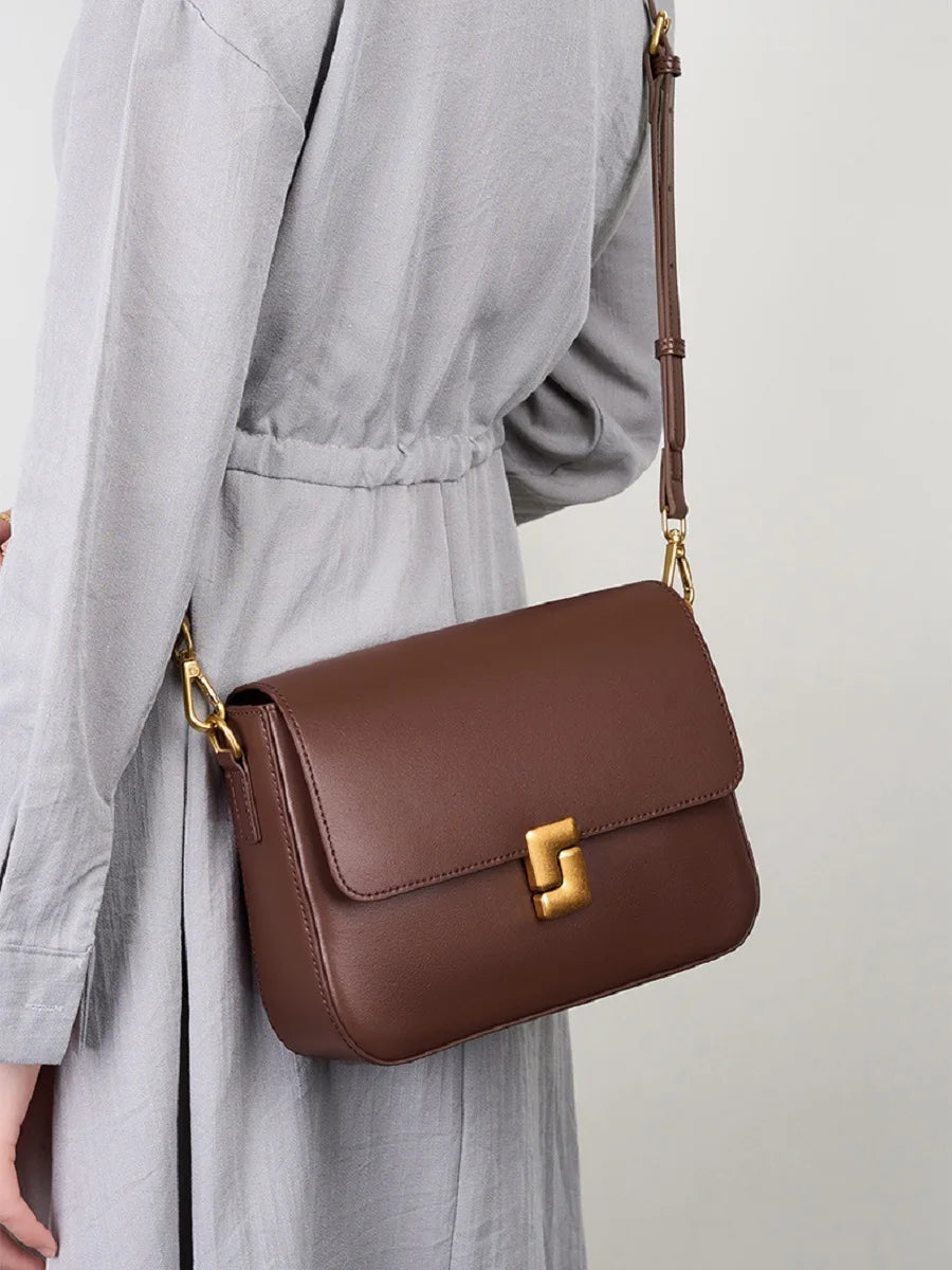 2025 genuine Leather Women Crossbody Bag Luxury Design Small Square Bag Cowhide Women's Commuter Shoulder Bag ladies gift