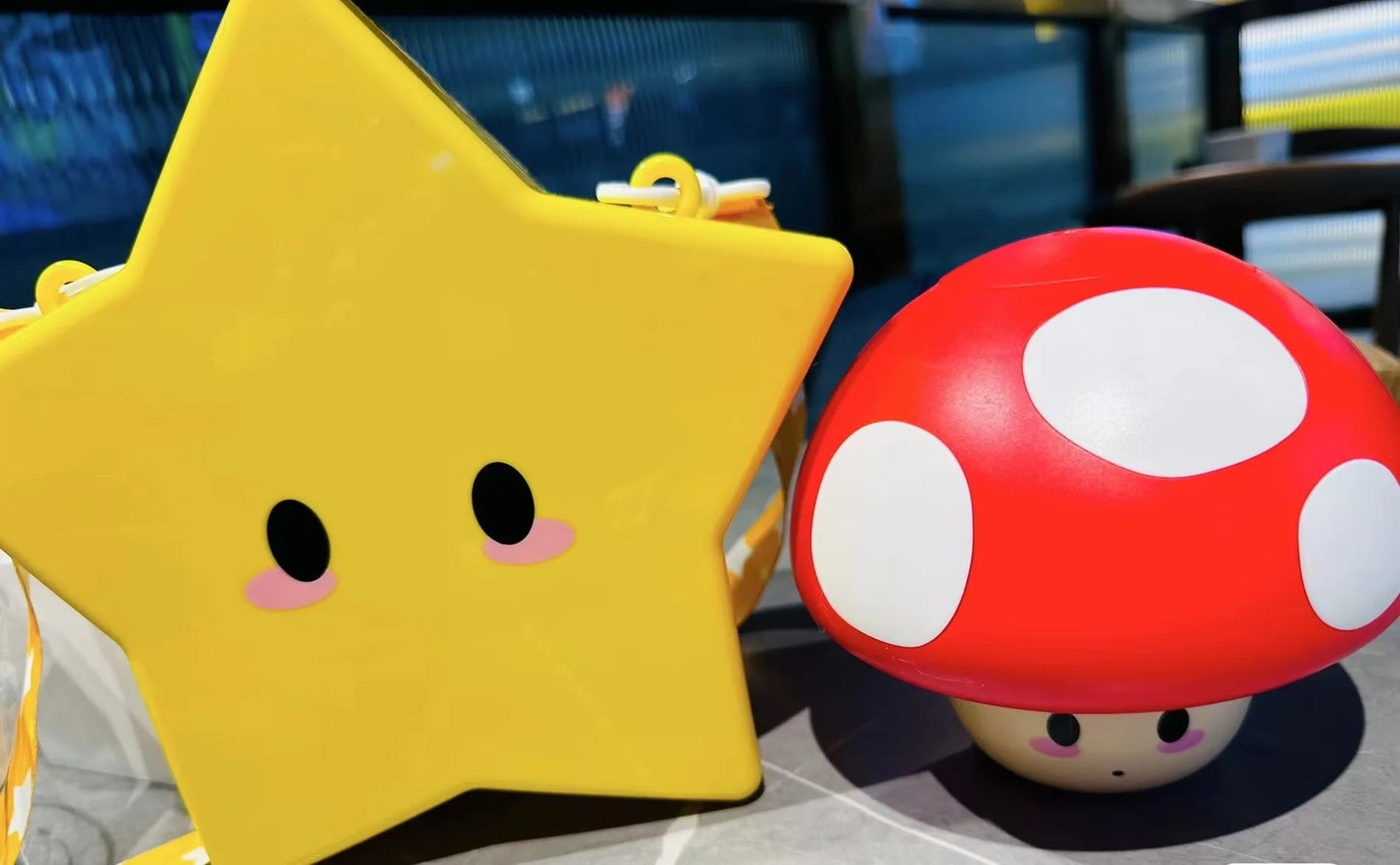 Super Mario Glowing Star Crossbody Bucket – Light‑Up Popcorn Bag for Cosplay & Gifts