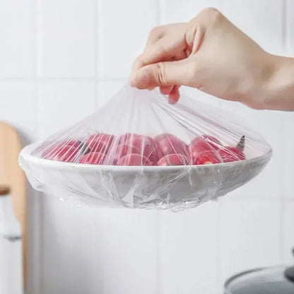 500/50Pcs Disposable Food Cover Fruit Food Cover Elastic Plastic Shower Cap Food Grade Storage Bag Kitchen Organizer Cling Film