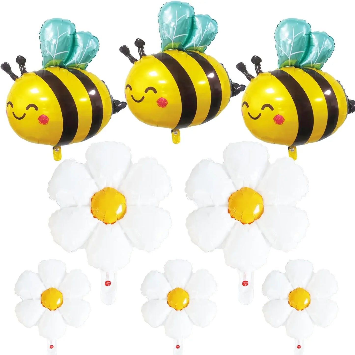 Large Bee & White Daisy Foil Balloon for Kids’ Party Décor