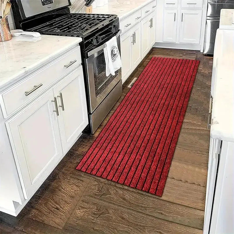 Soft and Thick Kitchen Mat - Striped Anti slip and Oil proof Floor Mat - Durable Waterproof Carpet - Anti fouling Floor Mat