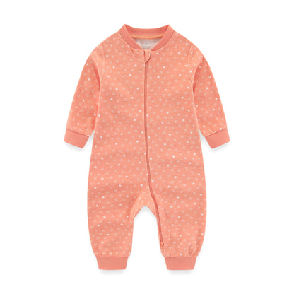 Newborn Baby 2-way Zipper Romper Cotton One-piece Jumsuit 0-24 Months Long Sleeve Newborn Baby Pajamas Comfortable Breathable