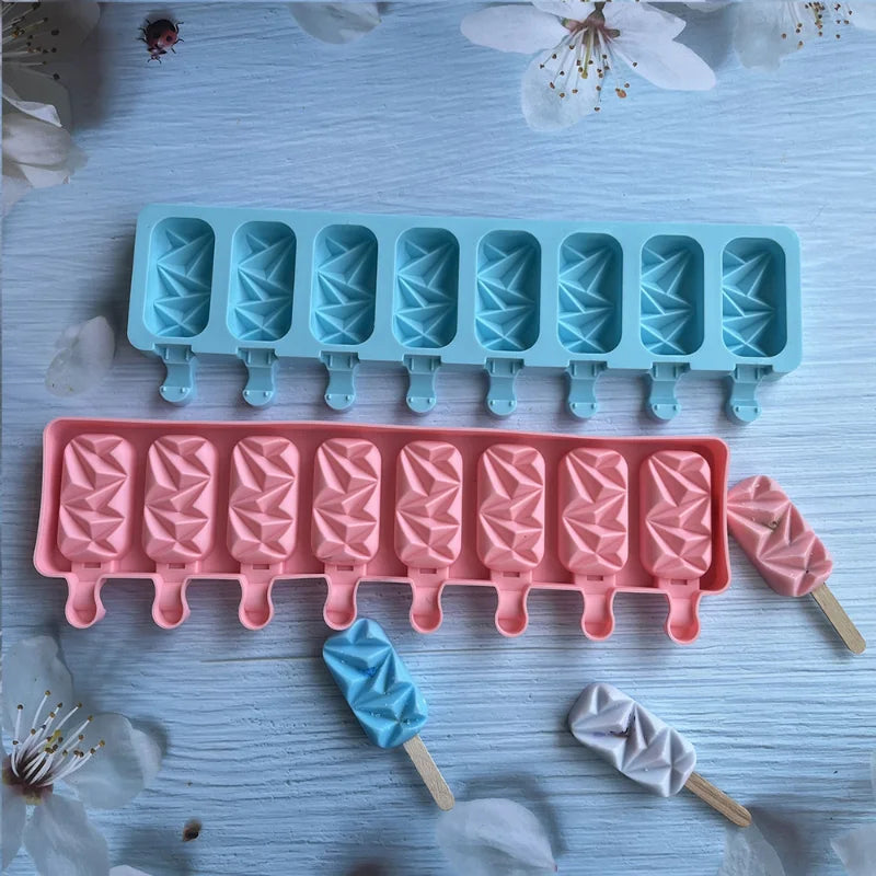 8‑Cavity Diamond Popsicle Silicone Mold – DIY Chocolate, Candy, Jelly & Ice Cream Baking Tray