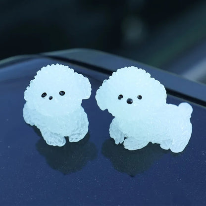 Luminous Poodle Dog Car Ornaments Dashboard Glow Ornament  Decoration Accessories