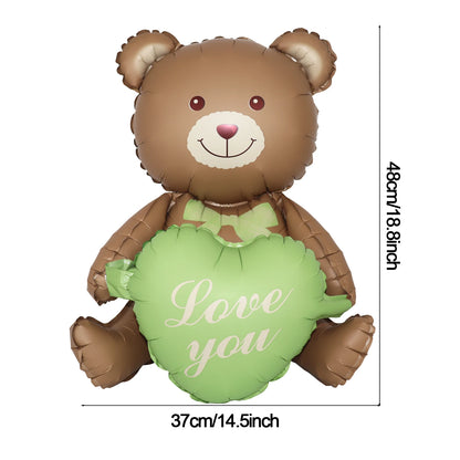 Happy Birthday Animal Foil Ballo﻿ Cute Matte on Bear Rainbow Bow Dinosaur Candy Balloon Design