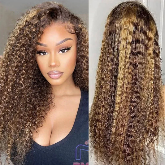 Curly Wig 4/27 Highlight 13x6 Lace Frontal Wig Human Hair 250 Density Deep Wace Lace Front Wig 13x4 Brazilian Hair Frontal Wigs