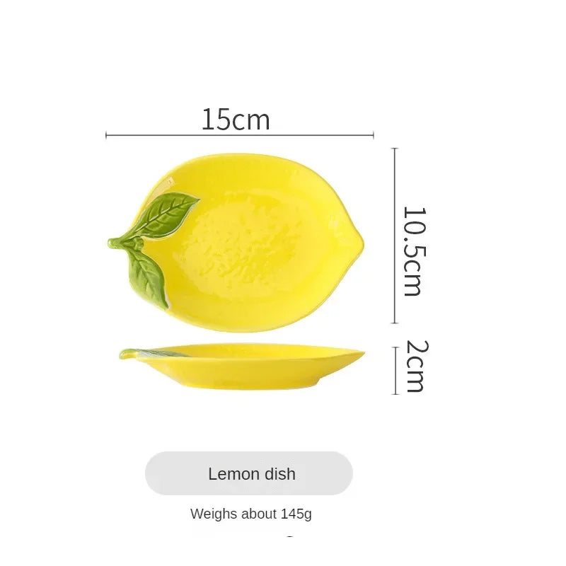 Creative Cartoon Lemon Shaped Ceramic Dinner Plate Soup Bowl Family Fruit Snack Dishes Kitchen Utensils Accessories Tableware