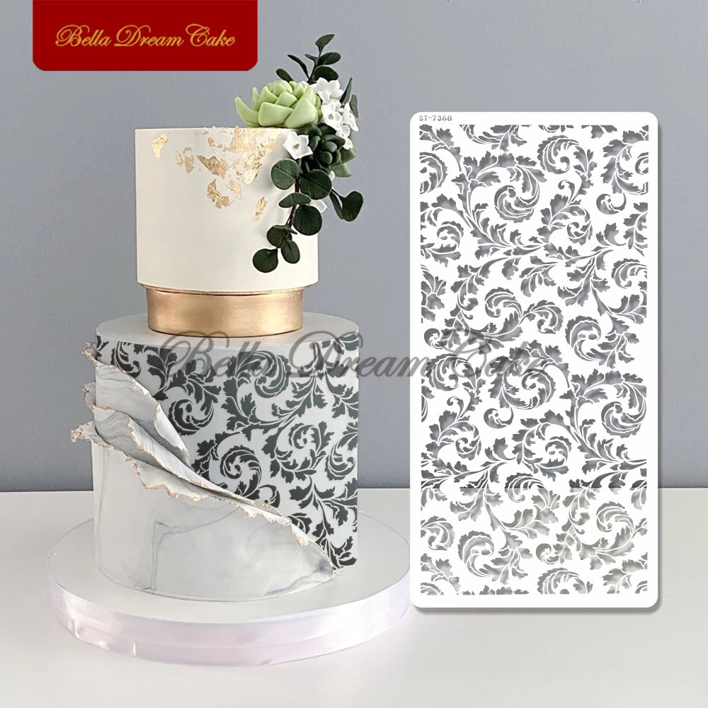 Various Flower Leaf Design Fondant Cake Stencil DIY Royal Cream Border Mold PET Drawing Template Cake Decorating Tools Bakeware