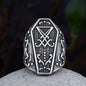 Vintage Lucifer Seal Signet Ring – Gothic Punk 316L Stainless Steel Black Stone
