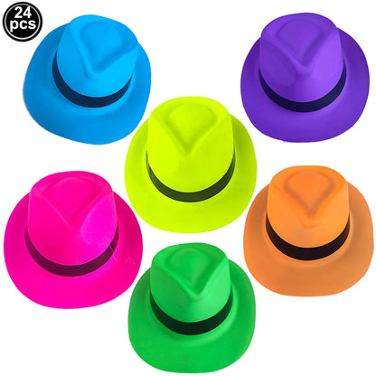 UV Neon Glow Party Hats – Blacklight Fluorescent Plastic Hats for Kids & Adults