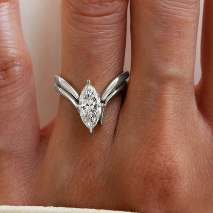 Marquise Cut Moissanite Ring Set S925 Silver Plate 18K Gold for Women GRA Certified Lab Diamond Wedding Band Gifts Jewelry