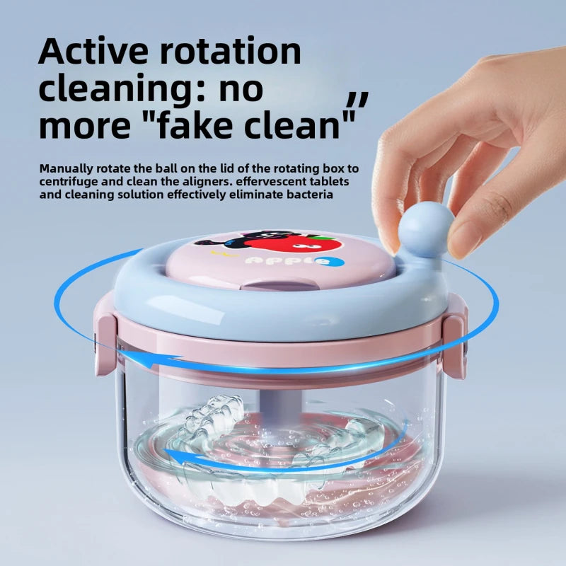 Portable Retainer Cleaner Case Rotating Drainable Oral Care Storage Box for Invisible Aligners Denture Braces Compact Ventilated