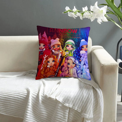 R-Rainbow High Doll Pillow Case Sofa Decorative Home Double-sided Print Plush Square Throw Pillow Covers Cushion Decor Cover