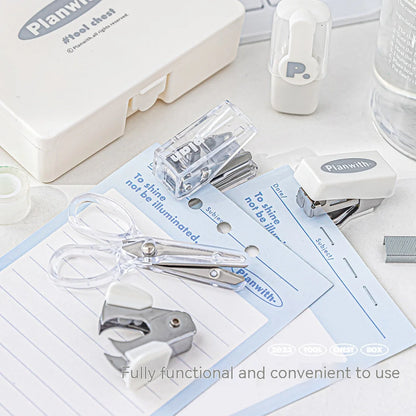 Stationery  Stapler, Scissors, Tape, Marking Pen, Punching Machine,Nail Remover 8Pcs Set