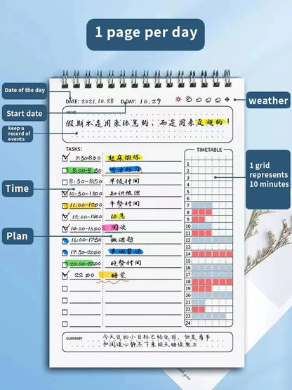 1pc Planner Agenda Spiral A5 Notebook 160 Pages