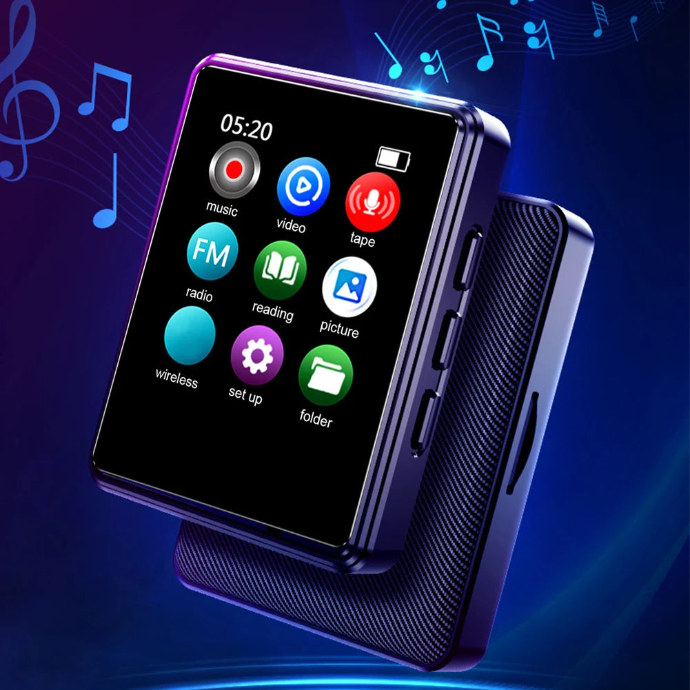 MP3/MP4 Walkman Music Players Compatible with Bluetooth Mini Video Player Built in Speaker 128GB 1.77 Inch for Student Daily Use