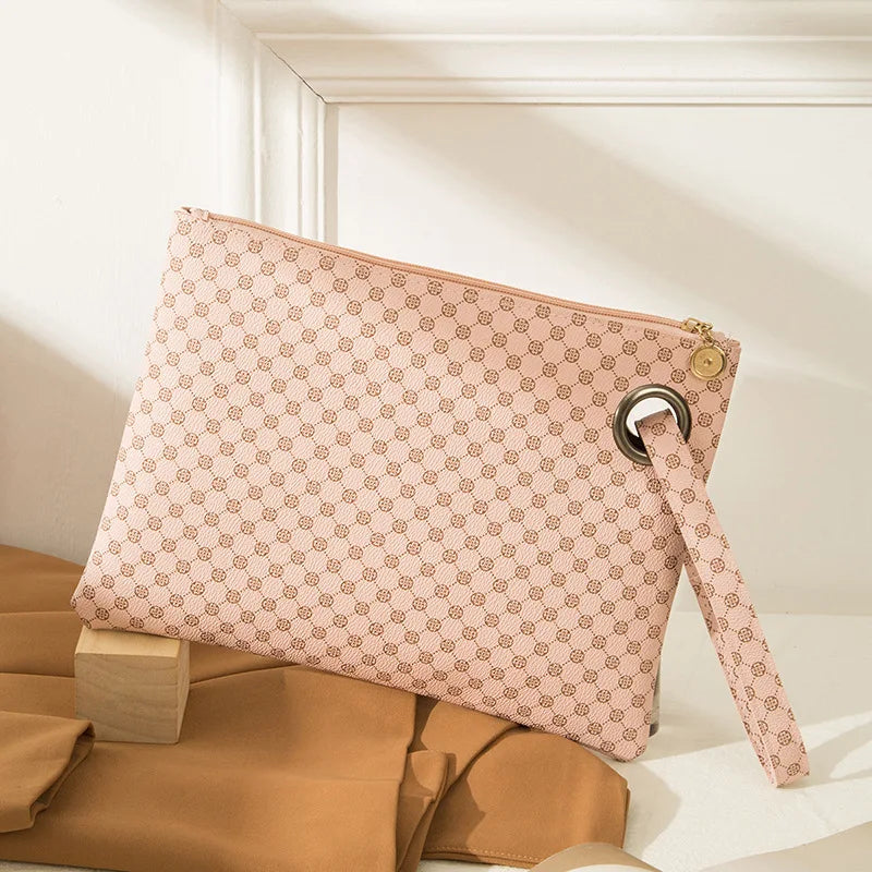 Women’s PU Leather Wristlet – Envelope‑Style Portable Clutch Wallet & Patterned Handbag