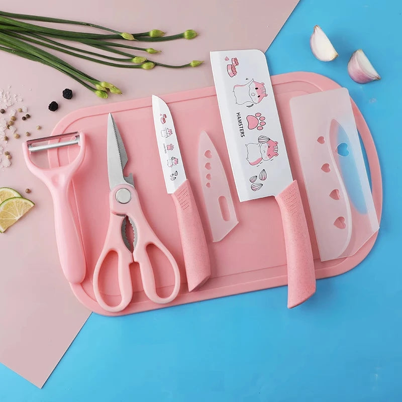 Knife set vegetable knife chopping board 2 in 1 sharp full set of kitchen utensils household chopping vegetables and meat knife