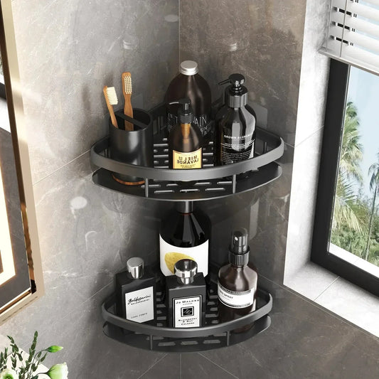 1/2/3layer Bathroom Storage Rack No Drill Shelves for WC Shampoo Organizer Suction Wall Mount Corner Shelf Bathroom Accessorie