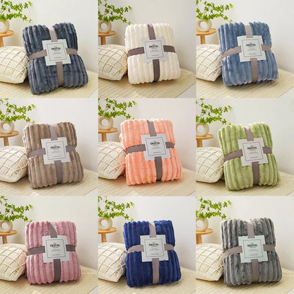 VividTwill 1pc Fluffy Coral Velvet Blanket Air-Conditioned Flannel Plush Comfortable Thickened Warm Soft Throw Blanket Bed Cover