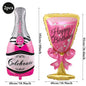 Champagne Bottle and Goblet Wine Glass Large Mylar Balloons Valentines Engagement Wedding Birthday Anniversary Party Decorations