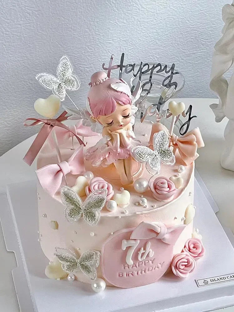 Angel Wing Princess Cake Topper – Fairy Ballet Dance Girl Decor for 1st Birthday, Gender Reveal & Baby Shower