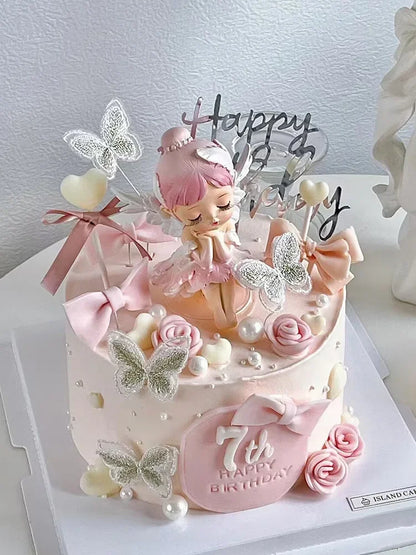 Angel Wing Princess Cake Topper – Fairy Ballet Dance Girl Decor for 1st Birthday, Gender Reveal & Baby Shower