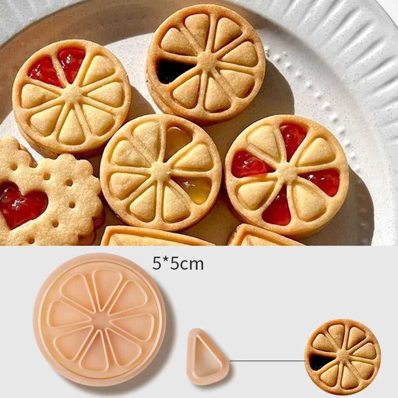 Jam Sandwich Cookie Cutter Biscuit Mold 3D Christmas Plastic Pressable Fondant Cookie Stamp New Year Cake Decor Baking Supplies