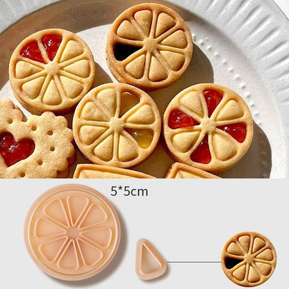 Jam Sandwich Cookie Cutter Biscuit Mold 3D Christmas Plastic Pressable Fondant Cookie Stamp New Year Cake Decor Baking Supplies