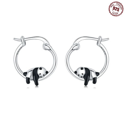 925 Sterling Silver Hoop Earrings Simple Sleeping Cat Earrings For Engagement Wedding Party Birthday Jewelry Gift