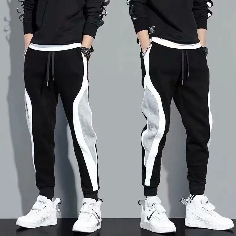 Men's Sports Pants Spring Loose Fitting Leggings Patchwork Running Training Casual Pants