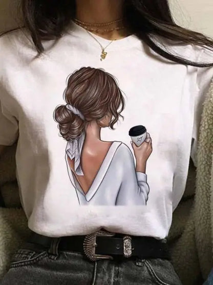 Maycaur Hot Sales Printed Female Tshirt Women Fashion Graphic Printed T-Shirt Harajuku Korean Style Short Sleeves Clothes Female
